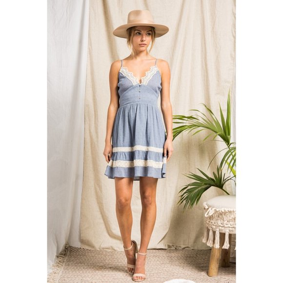 Boho Babydoll Swiss Dot Mini Dress - Picture 3 of 5